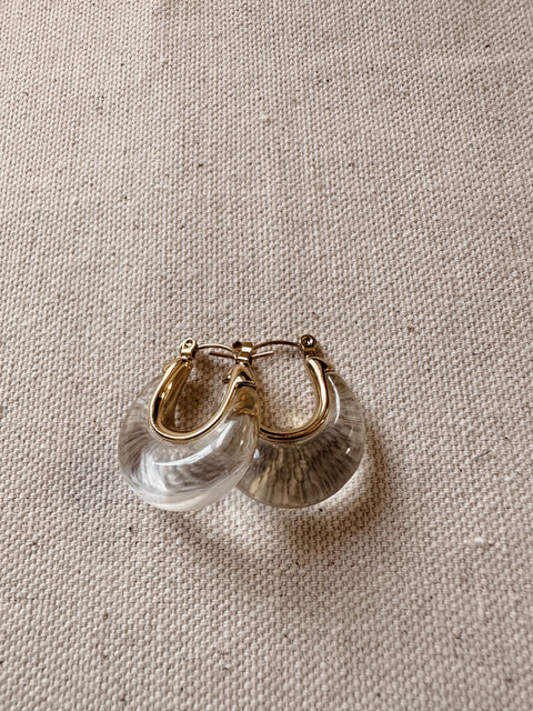 Millie Earrings Acrylic Gold 14K