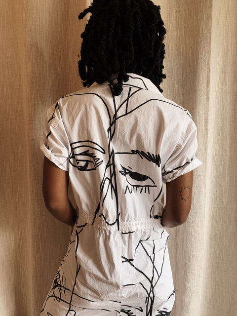 Faces Jumpsuit - white - Made to Order
