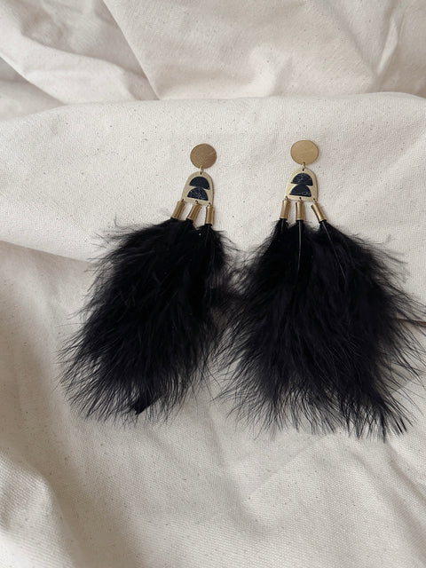 Black Feather Earrings