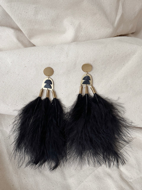 Black Feather Earrings