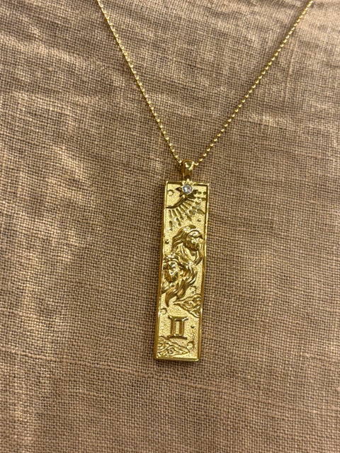In Store - Tarot Zodiac Necklace CZ Gold 18K - Gemini
