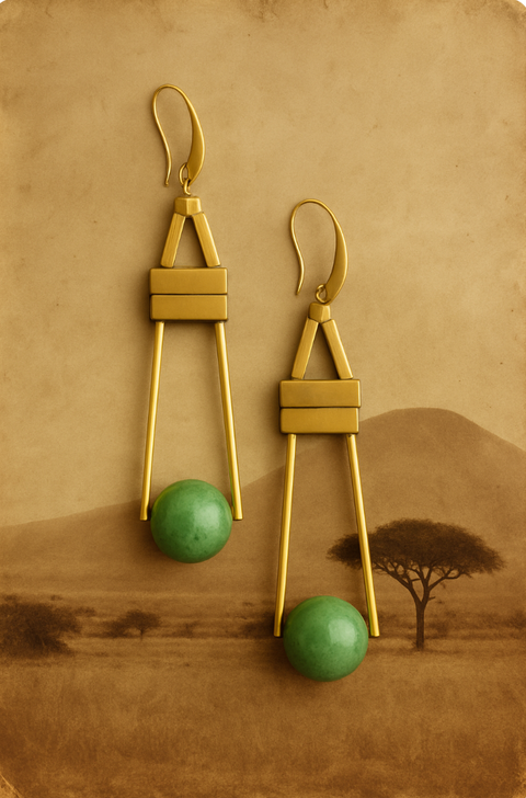 Green Turquoise Hematite 18k Gold Vermeil Earrings