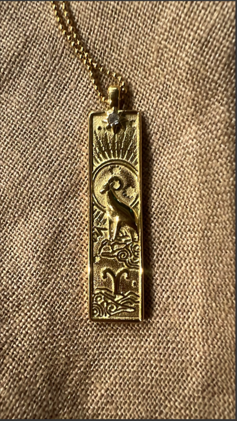 Tarot Zodiac Necklace CZ Gold 18K