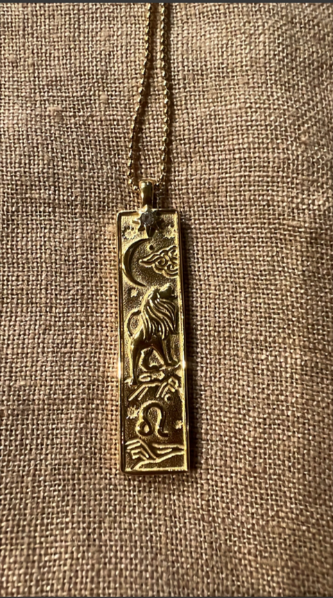 Tarot Zodiac Necklace CZ Gold 18K